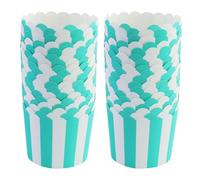 55 moldes de papel para magdalenas, vasos desechables para magdalenas, diseño de rayas verdes, moldes de papel para cupcakes, diámetro de 7 cm, para fiestas, cumpleaños