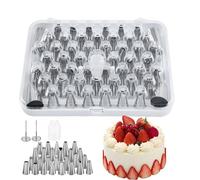 55 Piezas Profesionales Boquillas Manga Pastelera-Boquillas De Acero Inoxidable,Boquilla De Repostería,Reutilizables,Adecuadas Para Decorar Pasteles,Tartas Y Galletas,Incluye 1 Caja De Almacenamiento