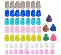 55 protectores de dedos de guitarra, protectores de dedos, puntas de dedos, 5 tamaños para principiantes para tocar ukelele guitarra con 5 púas de guitarra