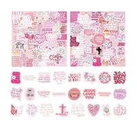 55 Stück Pinke Christliche Aufkleber - Inspiradores Versículos Bíblicos & Adesivos de Jesús - Resistente al agua para botellas de agua, portátiles, diarios - Regalos de fe para mujeres & adultos