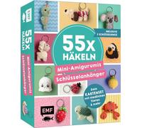 55 x häkeln - Mini-Amigurumis Schlüsselanhänger: Dein Kartenset mit niedlichen Tieren & mehr: 55 Karten mit Häkelfiguren für Schlüsselbund & Co. | Grundlagen-Booklet & 3 Schlüsselringe inklusive