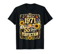 55 Year Old Made in 1971 Floral Sunflower 55th Bday Women Camiseta