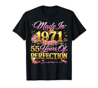 55 Year Old Made in 1971 Retro Floral 55th Birthday Women Camiseta