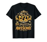 55 Year Old Made in 1971 Retro Floral 55th Birthday Women Camiseta
