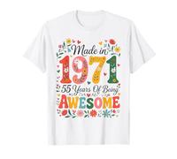 55 Year Old Made in 1971 Retro Floral 55th Birthday Women Camiseta