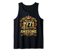 55 Year Old Made in 1971 Retro Floral 55th Birthday Women Camiseta sin Mangas
