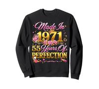 55 Year Old Made in 1971 Retro Floral 55th Birthday Women Sudadera