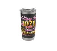 55 Year Old Made in 1971 Retro Floral 55th Birthday Women Vaso térmico de acero inoxidable de doble pared
