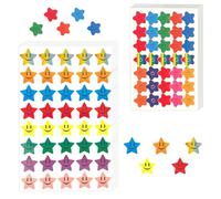 550 pegatinas holográficas de recompensa de estrella, coloridas pegatinas de estrellas sonrientes con purpurina, pegatinas de estrellas para profesores, pegatinas decorativas para tarjetas de