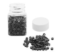 550 Piezas Silicone Aluminio Micro Anillos Enlaces Perlas 4,5 mm Perlas de Cabello, cuentas de extensión de pelo de silicona, para Extensiones de Cabello (negro)