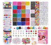 5500pcs kit Para Hacer Pulsera，Cuentas de colores de 4 mm y cuentas de letras，Cuentas Emoji，Números perlas，Para pulseras de la amistad, collares, llaveros y bisutería