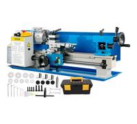 550W Mini Torno de Metal de Precisión 180x350mm Torre de Metales Mesa 50-2250 RPM Velocidad Variable Continua Motor de Escobillas de Engranaje Metal Caja de Herramientas