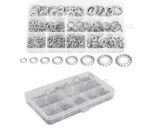 555 Piezas Kit de Arandelas Dentadas Externo Acero Inoxidable 304, Arandelas de Seguridad Bloqueo Estrella con Dientes Externos, M2.5 M3 M4 M5 M6 M8 M10 M12 Industrial o En Barcos Automotrices