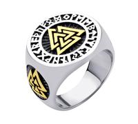555Jewelry Anillo de acero inoxidable nórdico de Vaulknut con símbolo rúnico vikingo para hombre, anillo nórdico celta para el pulgar, regalo de joyería vintage, talla 7-13 de EE. UU, US SIZE 7, Acero