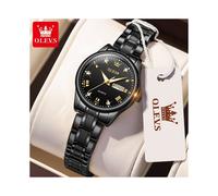(5563 Damas Negro) OLEVS 5563 Reloj de Cuarzo de Lujo de Primeras Marcas para Hombres y Mujeres Reloj