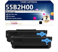 55B2H00 Cartuchos de Tóner Compatibles para Lexmark MS331 dn MS431 dn MX331 ADN MX431 ADN Impresora, 6000 Páginas,2*Black