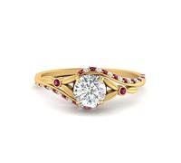 55Carat Anillo de diamante con detalles florales, chapado en oro amarillo, zafiro rosa de imitación, forma redonda, color rosa, aureola, anillo de compromiso, anillo de compromiso, tamaño 8, hecho a