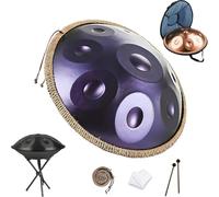 55cm Hand pan Drum for Beginners，9/10/12 Notas Tambor de Mano De Acero Tongue Drums Con Bolsa Suave Hand Pan, 2 Mazas Y Trípode,Instrumento De Percusión 440/430 Hz(Dark Purple,432hz 9 Notes)