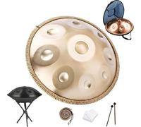 55cm Hand pan Drum for Beginners，9/10/12 Notas Tambor de Mano De Acero Tongue Drums Con Bolsa Suave Hand Pan, 2 Mazas Y Trípode,Instrumento De Percusión 440/430 Hz(Gold,432hz 12 Notes)