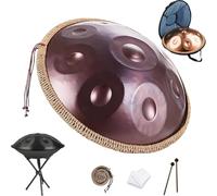 55cm Hand pan Drum for Beginners，9/10/12 Notas Tambor de Mano De Acero Tongue Drums Con Bolsa Suave Hand Pan, 2 Mazas Y Trípode,Instrumento De Percusión 440/430 Hz(Purple,432hz 9 Notes)