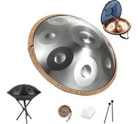 55cm Hand pan Drum for Beginners，9/10/12 Notas Tambor de Mano De Acero Tongue Drums Con Bolsa Suave Hand Pan, 2 Mazas Y Trípode,Instrumento De Percusión 440/430 Hz(Silver,432hz 10 Notes)