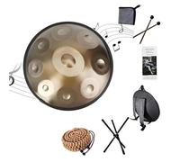 55cm Instrumento de Handpan Drum, 432Hz/440Hz Tambor de Mano de Acero Tongue Drums Con Bolsa Suave Hand Pan, 2 Mazas Y Trípode, 9/10/12 Notas Instrumento de Percusión(Silver,440hz 12 Notes)