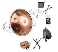 55cm Instrumento de Handpan Drum, 432Hz/440Hz Tambor de Mano de Acero Tongue Drums Con Bolsa Suave Hand Pan, 2 Mazas Y Trípode, 9/10/12 Notas Instrumento de Percusión(Gold,440hz 9 Notes)
