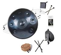 55cm Instrumento de Handpan Drum, 432Hz/440Hz Tambor de Mano de Acero Tongue Drums Con Bolsa Suave Hand Pan, 2 Mazas Y Trípode, 9/10/12 Notas Instrumento de Percusión(Blue,432hz 10 Notes)
