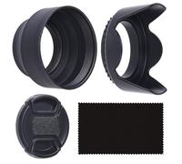 55mm 2 Parasoles de Objetivos: Tulipanes + Caucho - 1 Tapa para Objetivo - Reduce el Resplandor del Lente y el deslumbramiento - Bloquea el Exceso de luz Solar para Mejorar la fotografía y el Video