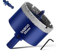 55mm Sierra Perforadora de Diamante con Broca Piloto, Cristal Broca Sierra Perforación de Punta de Diamante para Vidrio Cerámica Mármol Porcelana Azulejos Piedra Caliza