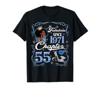 55th Birthday Black Queen Chapter 55 Fabulous Since 1971 Camiseta