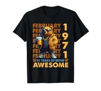55th Birthday Cool Bear February 1971 Vintage 55 Years Old Camiseta