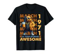 55th Birthday Cool Bear March 1971 Vintage 55 Years Old Camiseta