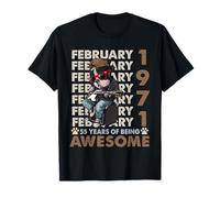 55th Birthday Dog Lover February 1971 Vintage 55 Years Old Camiseta