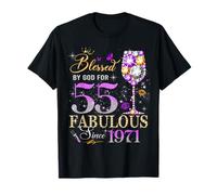 55th Birthday Queen Blessed by God 55 Fabulous Since 1971 Camiseta
