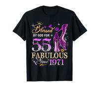 55th Birthday Queen Blessed by God 55 Fabulous Since 1971 Camiseta