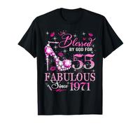 55th Birthday Queen Blessed by God 55 Fabulous Since 1971 Camiseta