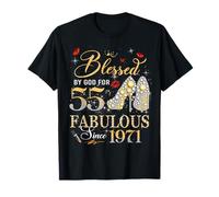 55th Birthday Queen Blessed by God 55 Fabulous Since 1971 Camiseta