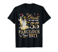 55th Birthday Queen Blessed by God 55 Fabulous Since 1971 Camiseta