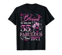 55th Birthday Queen Blessed by God 55 Fabulous Since 1971 Camiseta