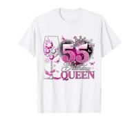 55th Birthday Queen Pink Wine 55 Years Old Women Girls Camiseta