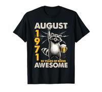 55th Birthday Raccoon Beer August 1971 Vintage 55 Years Old Camiseta