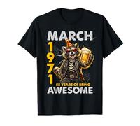 55th Birthday Raccoon Beer March 1971 Vintage 55 Years Old Camiseta