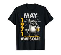 55th Birthday Raccoon Beer May 1971 Vintage 55 Years Old Camiseta