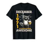 55th Birthday Raccoon December 1971 Vintage 55 Years Old Camiseta