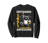 55th Birthday Raccoon September 1971 Vintage 55 Years Old Sudadera