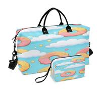 -56 - Bolsa de viaje con forma de donut para gimnasio, yoga, bolsa de transporte para hombres y mujeres, bolsa de fin de semana, Could and Doughnut, Talla única, Bolsa de viaje