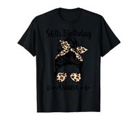 56 cumpleaños Queen Happy 56 años de Edad desordenado moño Leopardo Camiseta gráfica económica, Hombre, Negro, S