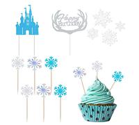 56 decoraciones de cumpleaños con forma de copo de nieve con purpurina, para cupcakes, decoración de tartas congeladas, para Navidad, cumpleaños, bodas