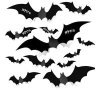 56 PCS Pegatinas de Pared de Murciélago, Halloween 3D Murciélagos Pegatinas Decoraciones, para Windows, Pared, Puerta de casa, Exterior, Interior, Bricolaje, Suministros para Fiestas de Halloween